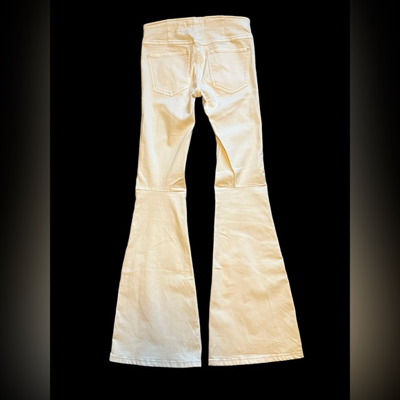 Free People Pants Women’s Size 25 Flare Bell Bottoms Midrise Cream White - Picture 3 of 6